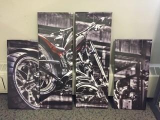 4 Piece Canvas Set of Motorcycle.