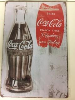 "Coca Cola" Tin Sign, 11-3/4" x 8".