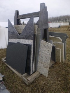 Qty Of Assorted Size Pieces Of Granite C/w Stand