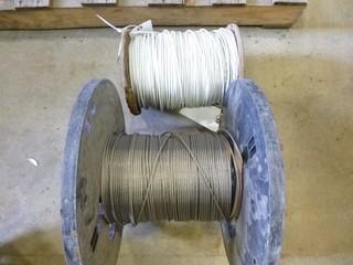 (1) Spool Wire Rope *Size and Length Unknown*, (1) Spool 12 AWG Solid Wire * Used Length and Size Unknown* (WR2-2)
