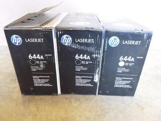 (3) HP Laser Jet 4730MFP, CM4730MFP Printer Cartridges, (2) 644A (Black), (1) 644A (Yellow) (E2)