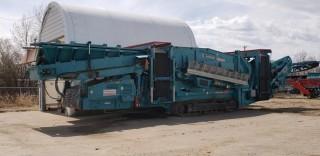 2013 Power Screen Warrior Tracked Mobile Screen Plant c/w CAT C7.1 Engine, Diesel, Triple Deck Screen, Hyd Folding Conveyor, 64" (W) End Discharge Conveyor, 36" (W) R.S Discharge Conveyor, 36" (W) L.S Discharge Conveyor, 15' x 5'6" Incline Belt Feeder w/ Hyd Folding Hopper Side, 20"W Triple Grouser Track Pads, 15' Length Of Tracks Outside To Outside, Screen Walkway, Jack Up Leveling Legs, Showing 2,583 Hours, ID PID00126VDGD36549 *Note: Item Located At 4327 Industrial Ave, Onoway. Viewing By Appointment, Contact Shazeeda 780-721-4178*