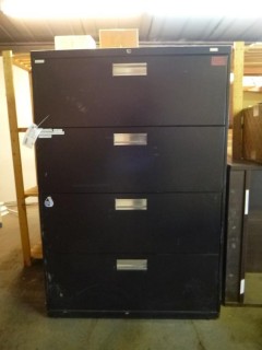 (1) 36in X 19in X 54in 4-Drawer Metal Filing Cabinet C/w Qty of File Folders