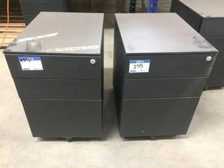 Black Locking Filing Cabinets, Key Included, Pair, 23.5"X15.5"X21".