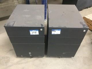 Black Locking Filing Cabinets, Key Included, Pair, 23.5"X15.5"X21".