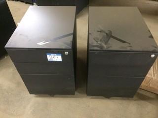 Black Locking  Filing Cabinets, Key Included, Pair, 23.5"X15.5"X21".