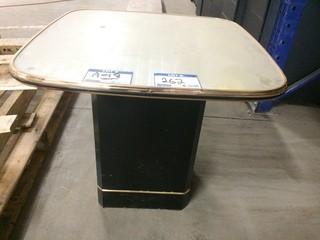 Black/Glass/Brass Trim Table, 21" High, 24"X24" Top.