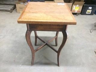 Wooden Table, 31" High, 21"X21" Top.