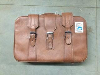 Brown Leather Suitcase.