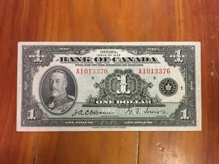 1935 Bank of Canada One Dollar Note, A1013376.