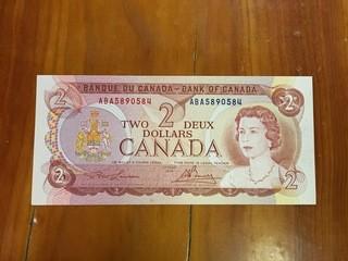 1974 Bank of Canada Two Dollar Note, ABA5890584.