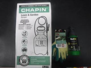 Weed Out, Watson Gloves, Chapin Lawn & Garden Sprayer, Assortment of Miscellaneous Home & Garden Items