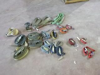 Qty Of Assorted Size Ratchet Straps And Lifting Slings 
