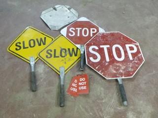 Qty Of Stop And Slow Metal Signs C/w Tags