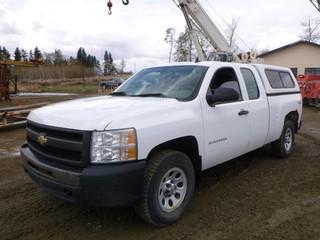 2011 Chevrolet Silverado 4X4 Extended Cab c/w 4.8L, A/T, A/C, Showing 110,365 KMS, Canopy, 265/70R/17 Tires At 40%, VIN 1GCRKPEA5B2422243 NOTE: Left Passenger Door Does Not Open*