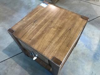 Wood Side Table w/ Front Drawer 24 x 24 x 24.