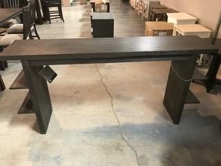 Wall Table w/ End Shelves 74 x 16 x 36.