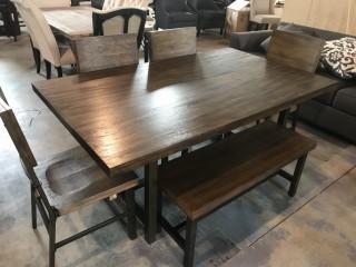 Wood Dining Table w/ 4 Chairs & Bench 68 x 40 x 31.
