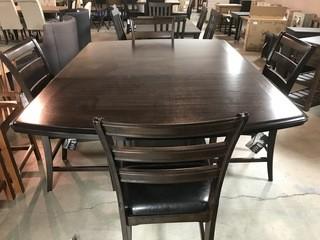 Rounded Dining Table w/ Leaf & 4 Chairs 71.5 x 55 x 37.