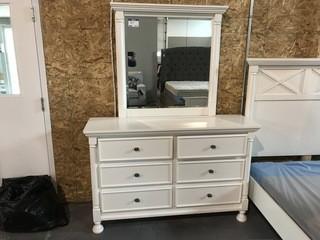 White Dresser & Mirror 56 x 16.5 x 37.