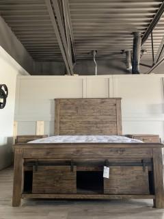 Reclaimed Wood Queen Bed w/ Mattress & Box Spring.