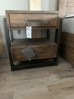 Reclaimed Wood 2 Drawer Bedside Table 26 x 18 x 28.