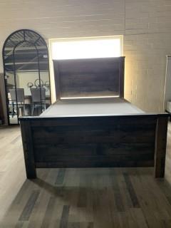 Dark Reclaimed Wood Double Bed w/ Box Spring.