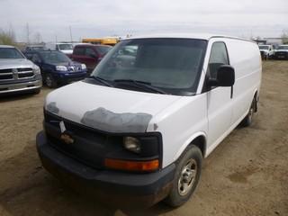 2005 Chevy Cargo Van C/w A/T, V8, Gas. Showing 270,480kms. VIN 1GCFG15X751200649