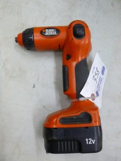 Black & Decker 12V 10mm Cordless Swivel Screw Gun C/w Battery