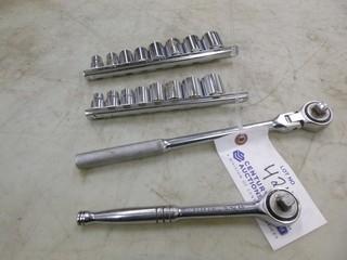 3/8in Mastercraft And ITC Ratchet Wrenches C/w Qty Of Assorted Size Sockets