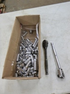 Stanley And JET 1/2in Dr Ratchets C/w Assortment Of 3/8in, 1/4in And 1/2in Dr Sockets