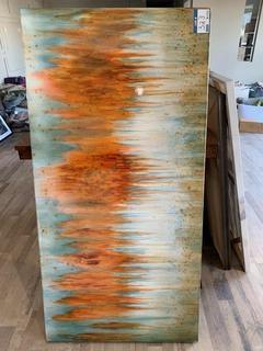 Blue & Orange Abstract, 30" x 60".