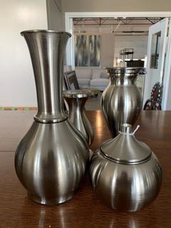 Brushed Metal Vase Set.
