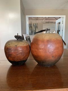 Set of (2) Decorative Apples 11" Round by 12" high and 9" Round by 10".