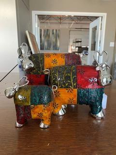 Set of (3) Quilted Cows.