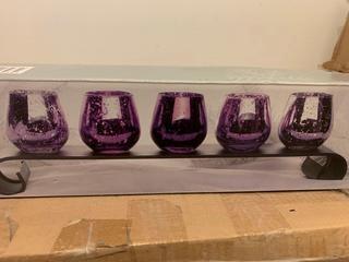 Purple Glass Candle Holder.