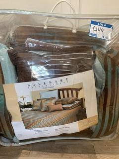 Blue & Brown Queen Bed Set.