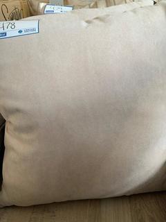 (2) Beige Suede Throw Pillows.