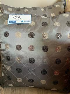 (2) Grey Sequen Poka Dot Throw Pillows.