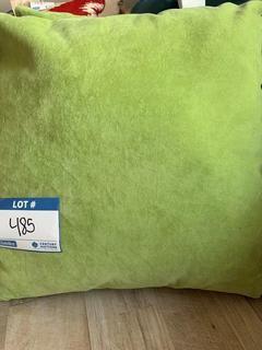 (2) Light Green Suede Throw Pillows.