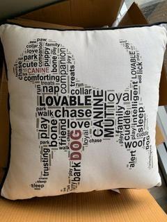 (3) Cream w/ Dog Accent Throw Pillows.