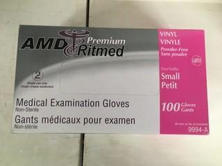 New 100 Pairs Vinyl Examination Gloves, No Powder.