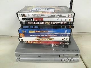 GE DVD/VCD/CD Player, 9 DVDS.