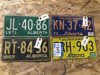 (4) 45-50 Year Old Alberta License Plates.