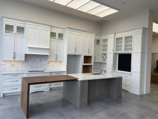 Showroom Kitchen Cabinets, Kitchen Island, Countertops, backsplash tile and Lighting *Buyer Responsible For Dismantle and Load Out, Located at 1629 - 32 Ave N.E., Calgary, AB. For More Info Call Graham @ 403-968-7697*