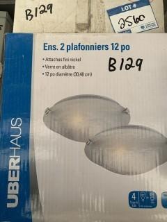 (2) Uperhaus Ceiling Flushmount Fixture 12".