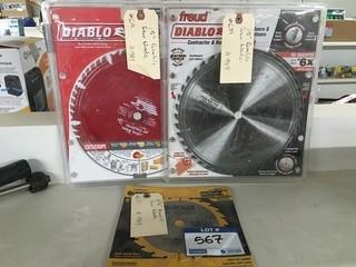 (2) 10" Saw Blades, (1) 6.5" Saw Blade.