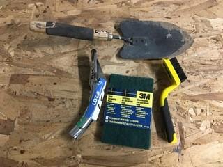 Garden Spade, Scrubber Brush, Chisel.