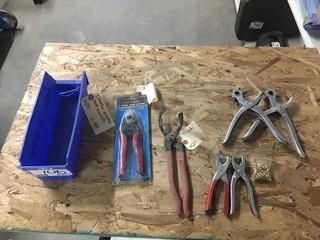 (4) Leather Punch's, Filter Wrench, Steel Wire Cutter.