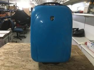 Small Blue Hard Shell Suitcase.